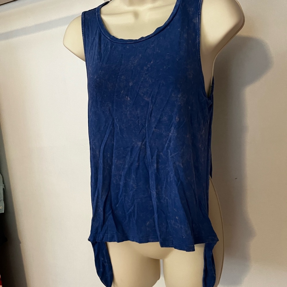 American Eagle Outfitters Blue Asymmetrical Tie Front Tank Top